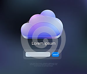 Cloud computing web concept. Search in clouds. Web