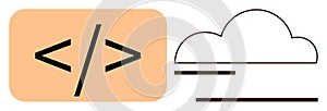 Cloud Computing and Web Development Concept with Cloud Symbol and Code Brackets