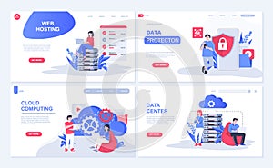 Cloud computing and web hosting concept for landing page in flat design.