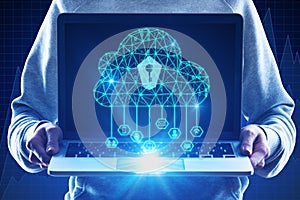 Cloud computing and web safety concept