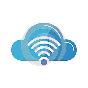 Cloud Computing Wi-Fi Icon: Data Storage, Network Connectivity, and Wireless Technology