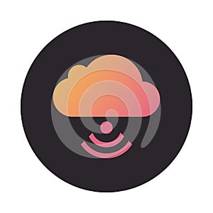 Cloud computing with wifi signal block style icon