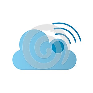 cloud computing with wifi signal line style icon