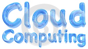 Cloud computing word with sky texture
