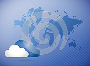 Cloud computing world map concept illustration