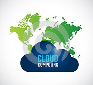 cloud computing world map illustration