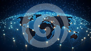 Cloud computing world map, network data storage, technology service concept