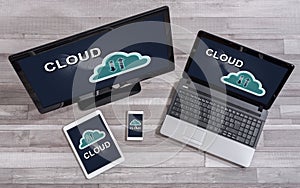 Cloud concept on different devices