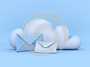 Cloud concept mails storage 3D