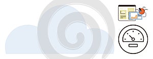 Cloud Computing Concept with Data Dashboards and Performance Monitoring