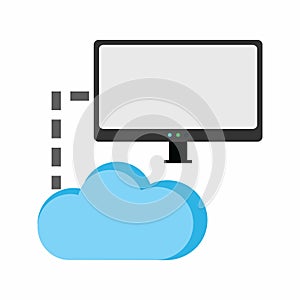 Cloud and Connected Computers icon vector image.