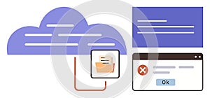 Cloud Data Storage Error with File Access and System Warning Elements