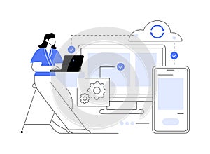 Cloud connection abstract concept vector illustration.