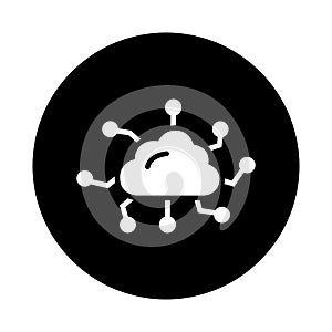 Cloud, connection, data icon. Black vector graphics
