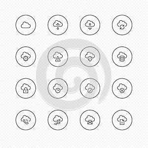 Cloud Connection thin icon style with circle on white background - Vector illustration