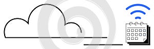 Cloud Connection with Wireless Calendar Synchronization Concept