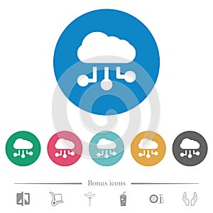 Cloud connections solid flat round icons