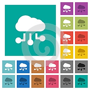 Cloud connections solid square flat multi colored icons photo