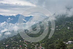 Cloud cover hill town near Shimla in Himachal Pradesh,India
