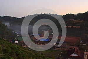 Cloud covered mountain village
