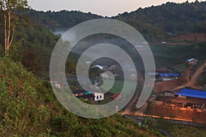 Cloud covered mountain village