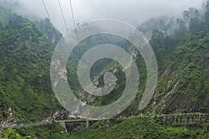 Cloud covered mountains on a summer morning near Shimla,Himachal Pradesh,India