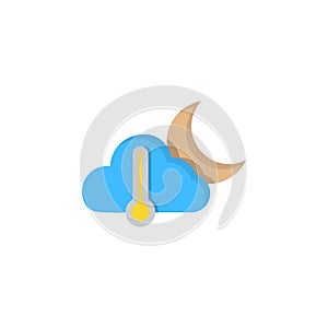 Cloud crescent thermometer icon. Simple line, outline vector of two color weather icons for ui and ux, website or mobile