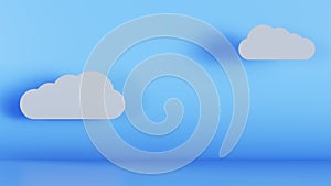 Cloud 3d render glossy icon symbol. Blue variant photo