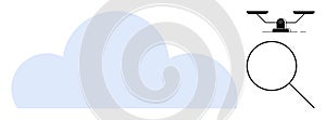 Cloud data analysis concept with magnifying glass and scale for balance representation