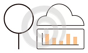 Cloud Data Analysis Concept with Simple Chart and Connection Symbol