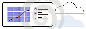 Cloud Data Analytics Concept with Graph and Dashboard Elements