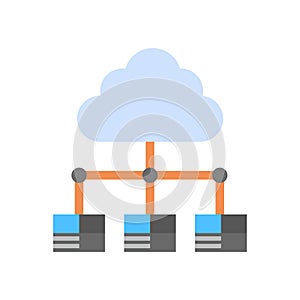 Cloud Data Center Icon Computer Connection Hosting Server Database Synchronize Technology