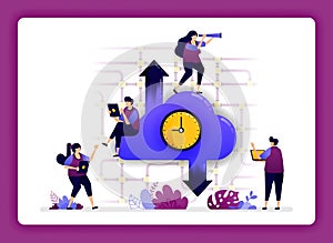 Cloud data center illustration. speed internet access on cloud. scheduling upload and download times for users. Design can use for