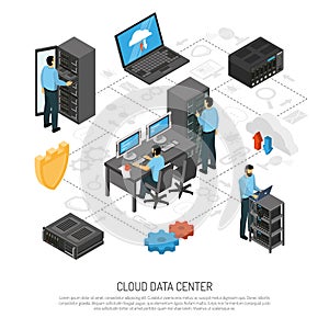 Cloud Data Center Isometric Flowchart