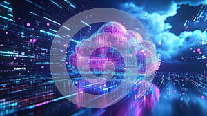 Cloud data computing connecting digital stream technology