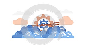 Cloud Data Engineering: Gear Network Connectivity, vector design Generative AI