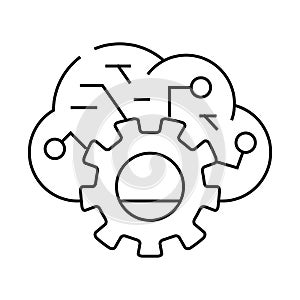 cloud data erp line icon vector illustration