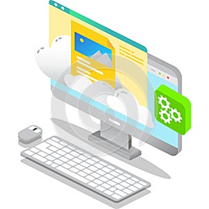 Cloud data file folder 3d icon vector