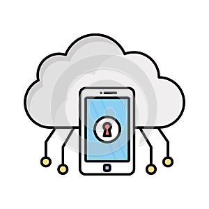 Cloud data Fill color vector icon which can easily modify or edit