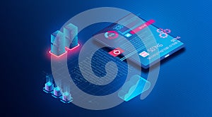 Cloud Data Management Concept - 3D Illustration