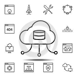 cloud, data, network icon. Simple thin line, outline vector element of Web Design Development icons set for UI and UX, website or