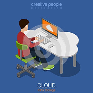 Cloud data personal storage computing flat 3d vector isometric