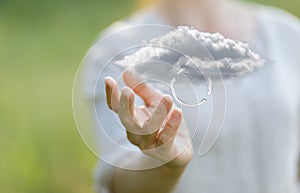 Cloud data processing concept displayed in nature