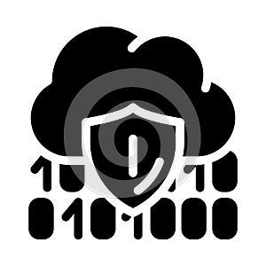 cloud data protection glyph icon vector illustration