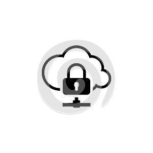 Cloud Data Protection Icon. Flat Design