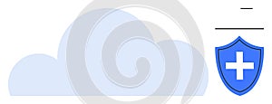 Cloud data protection with secure shield icon symbolizing reliability and safety