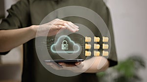 Cloud Data Security and File Protection Technology Concept