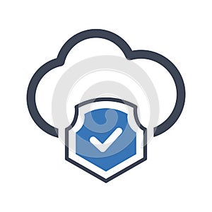 Cloud  data security flat vector icon