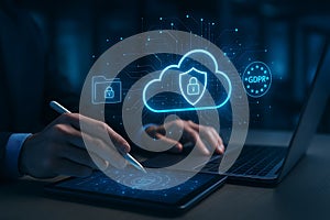 Cloud data security and GDPR compliance concept