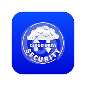 Cloud data security icon blue vector